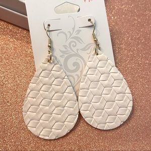 Faux Leather Drop Earrings • White • new